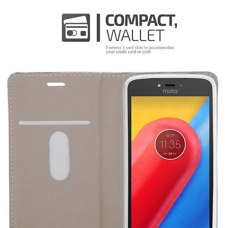 Cadorabo Hülle kompatibel mit Motorola MOTO C PLUS Schutzhülle mit Magnetverschluss, Standfunktion und Kartenfach