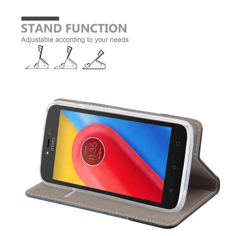 Cadorabo Hülle kompatibel mit Motorola MOTO C PLUS Schutzhülle mit Magnetverschluss, Standfunktion und Kartenfach