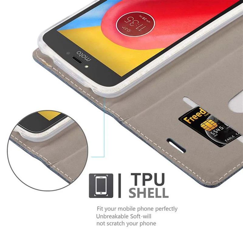 Cadorabo Hülle kompatibel mit Motorola MOTO C PLUS Schutzhülle mit Magnetverschluss, Standfunktion und Kartenfach