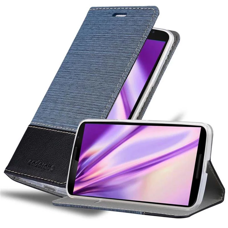 Cadorabo Hülle kompatibel mit Motorola Google NEXUS 6 Schutzhülle mit Magnetverschluss, Standfunktion und Kartenfach