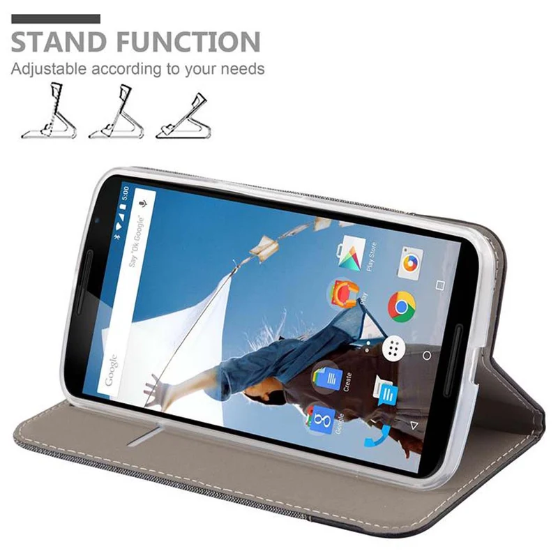 Cadorabo Hülle kompatibel mit Motorola Google NEXUS 6 Schutzhülle mit Magnetverschluss, Standfunktion und Kartenfach