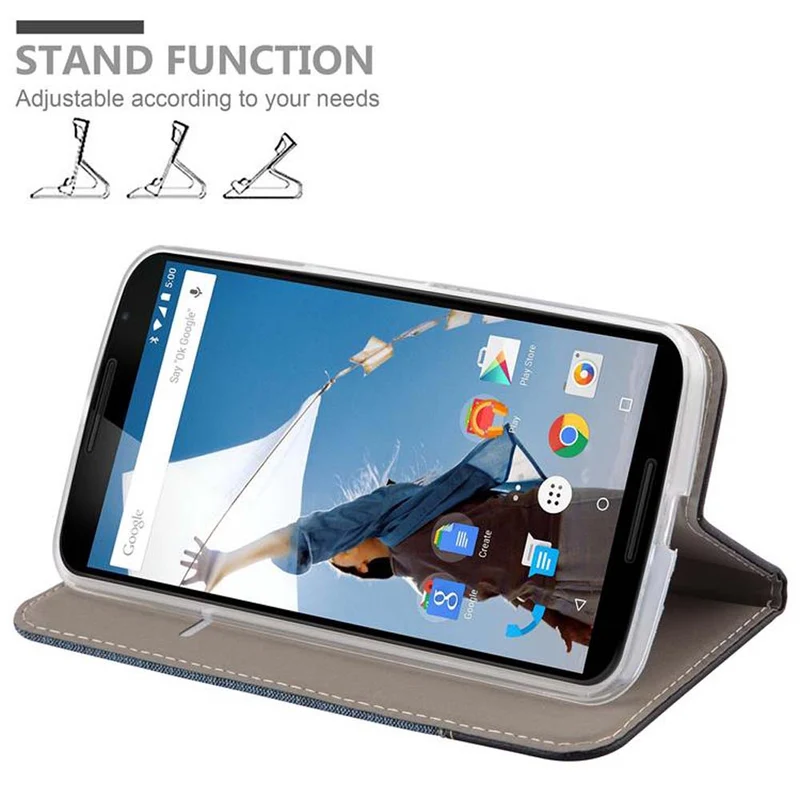 Cadorabo Hülle kompatibel mit Motorola Google NEXUS 6 Schutzhülle mit Magnetverschluss, Standfunktion und Kartenfach