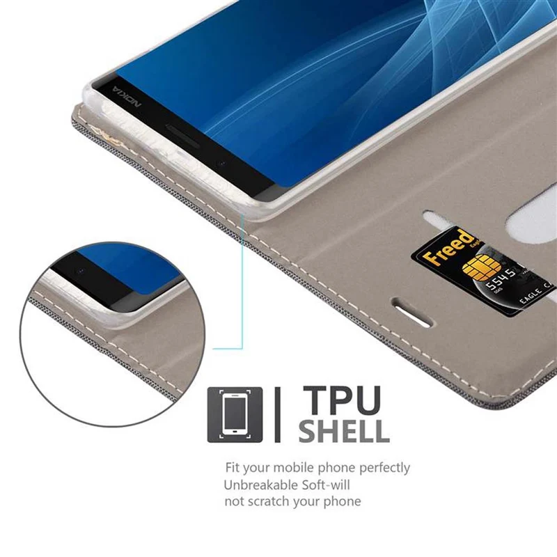 Cadorabo Hülle kompatibel mit Nokia 8 Sirocco Schutzhülle mit Magnetverschluss, Standfunktion und Kartenfach