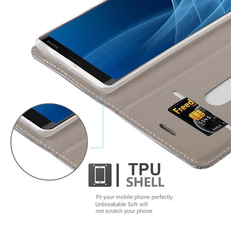 Cadorabo Hülle kompatibel mit Nokia 8 Sirocco Schutzhülle mit Magnetverschluss, Standfunktion und Kartenfach