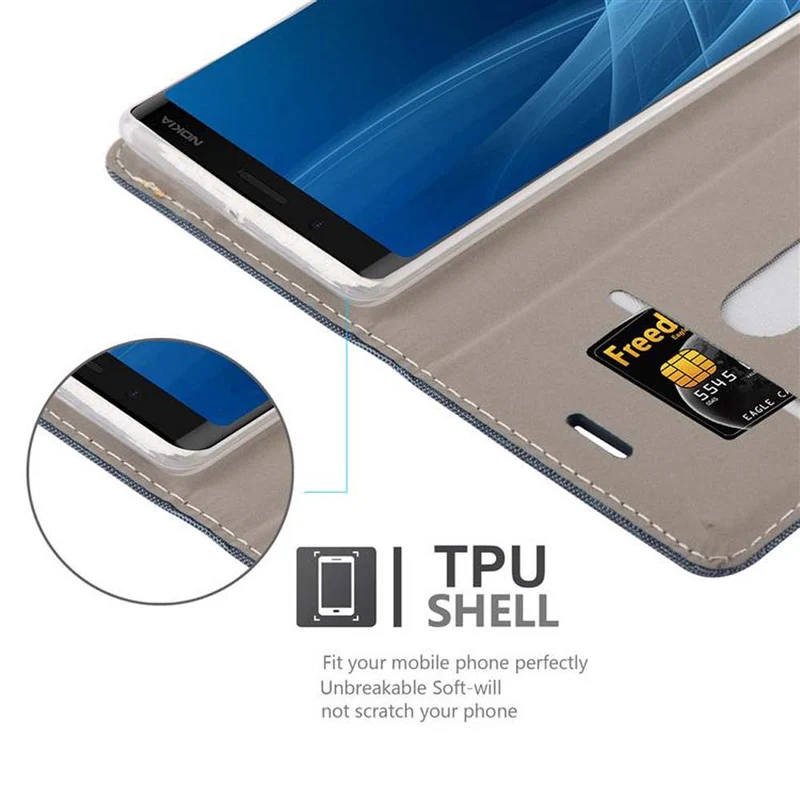 Cadorabo Hülle kompatibel mit Nokia 8 Sirocco Schutzhülle mit Magnetverschluss, Standfunktion und Kartenfach