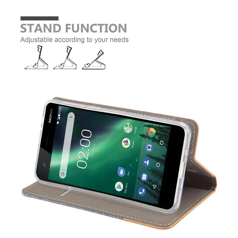 Cadorabo Hülle kompatibel mit Nokia 2 2017 Schutzhülle mit Magnetverschluss, Standfunktion und Kartenfach