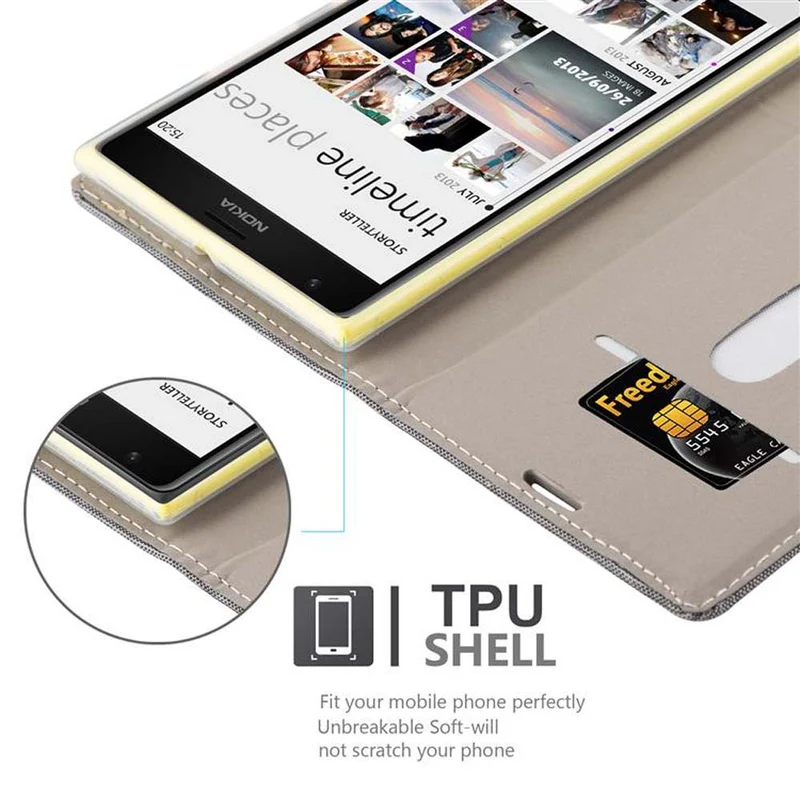 Cadorabo Hülle kompatibel mit Nokia Lumia 1520 Schutzhülle mit Magnetverschluss, Standfunktion und Kartenfach