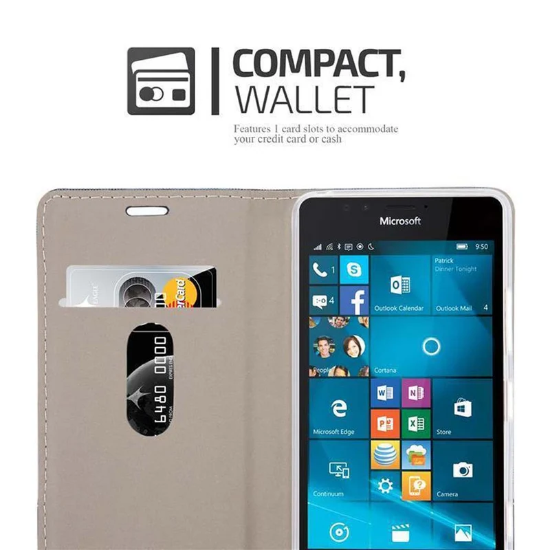 Cadorabo Hülle kompatibel mit Nokia Lumia 950 Schutzhülle mit Magnetverschluss, Standfunktion und Kartenfach
