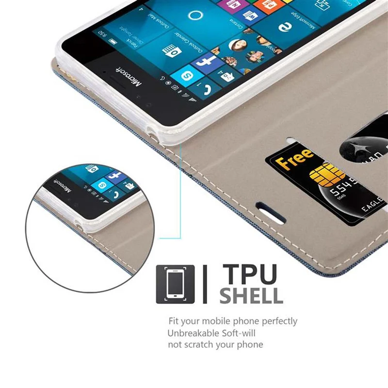Cadorabo Hülle kompatibel mit Nokia Lumia 950 Schutzhülle mit Magnetverschluss, Standfunktion und Kartenfach