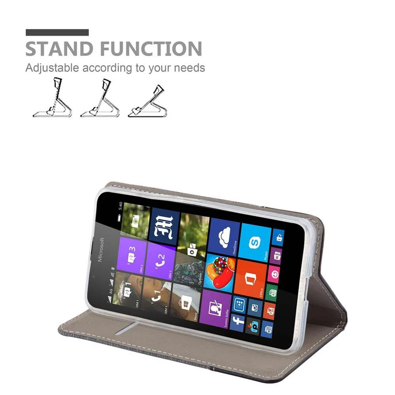 Cadorabo Hülle kompatibel mit Nokia Lumia 540 Schutzhülle mit Magnetverschluss, Standfunktion und Kartenfach