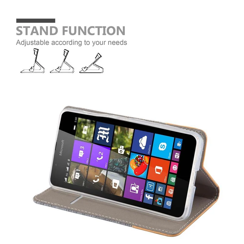 Cadorabo Hülle kompatibel mit Nokia Lumia 540 Schutzhülle mit Magnetverschluss, Standfunktion und Kartenfach