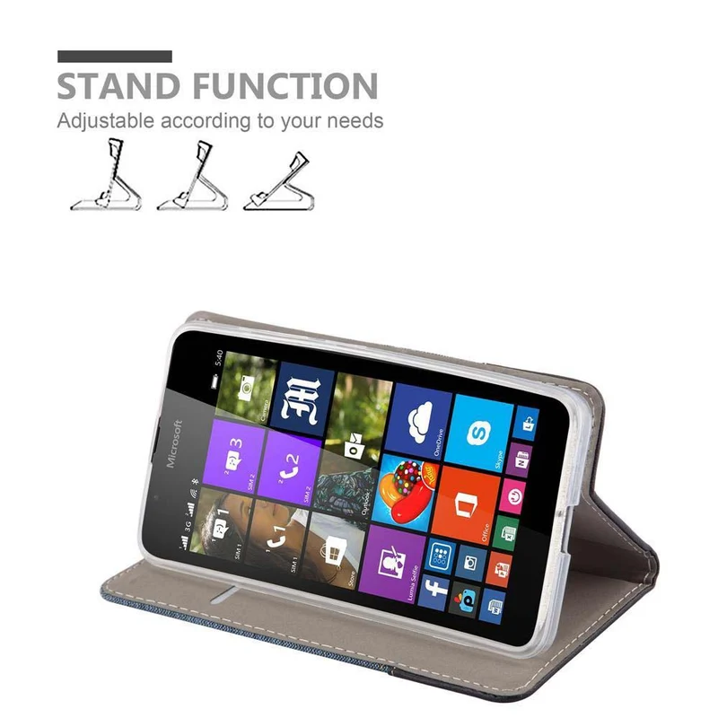 Cadorabo Hülle kompatibel mit Nokia Lumia 540 Schutzhülle mit Magnetverschluss, Standfunktion und Kartenfach