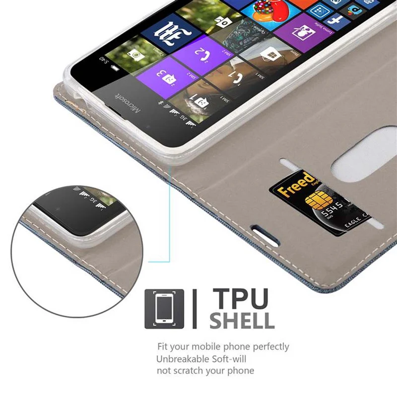 Cadorabo Hülle kompatibel mit Nokia Lumia 540 Schutzhülle mit Magnetverschluss, Standfunktion und Kartenfach