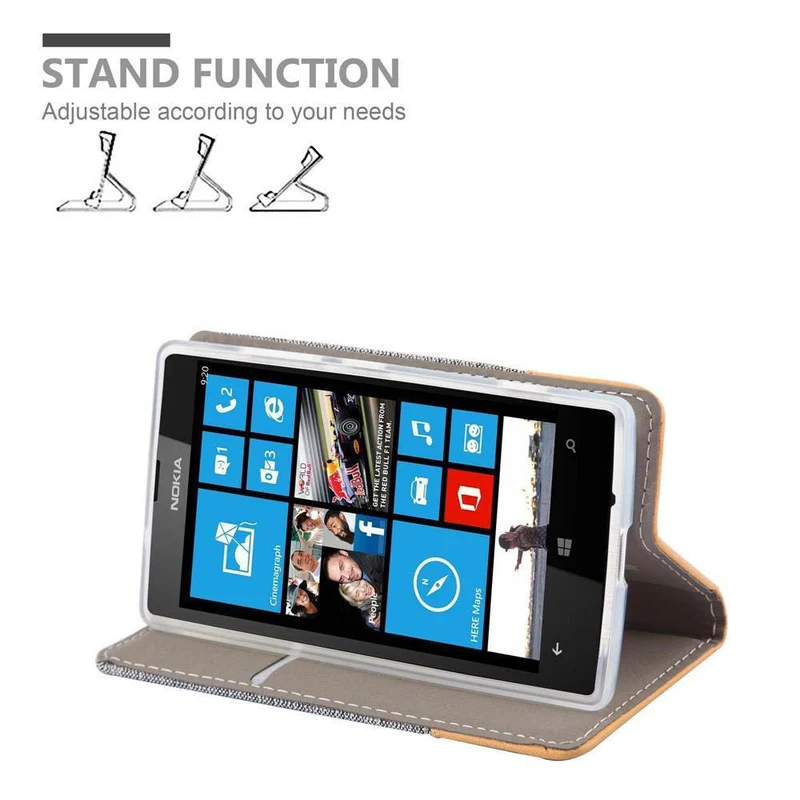 Cadorabo Hülle kompatibel mit Nokia Lumia 520 / 521 Schutzhülle mit Magnetverschluss, Standfunktion und Kartenfach