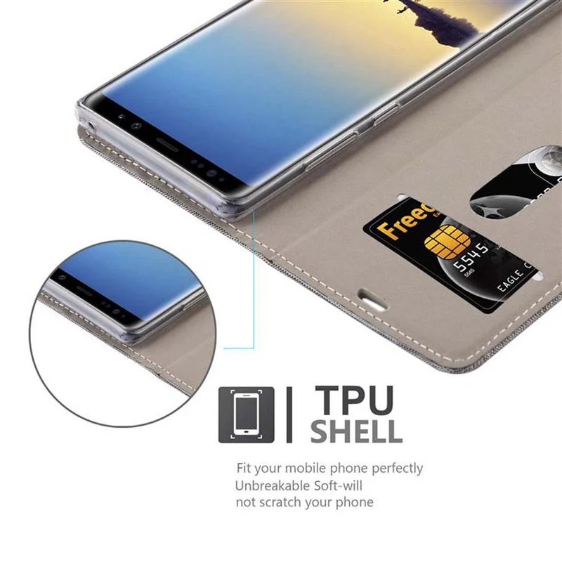 Cadorabo Hülle kompatibel mit Samsung Galaxy NOTE 8 Schutzhülle mit Magnetverschluss, Standfunktion und Kartenfach