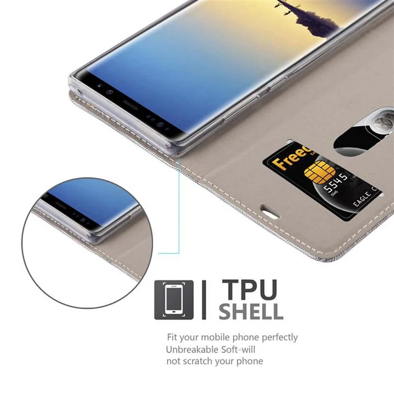 Cadorabo Hülle kompatibel mit Samsung Galaxy NOTE 8 Schutzhülle mit Magnetverschluss, Standfunktion und Kartenfach