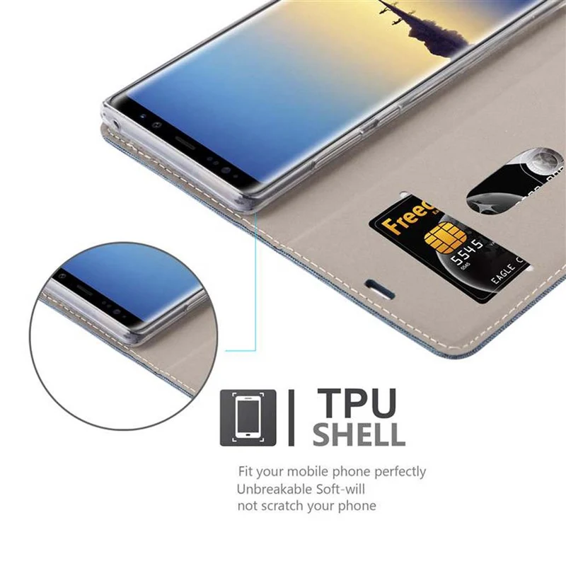 Cadorabo Hülle kompatibel mit Samsung Galaxy NOTE 8 Schutzhülle mit Magnetverschluss, Standfunktion und Kartenfach