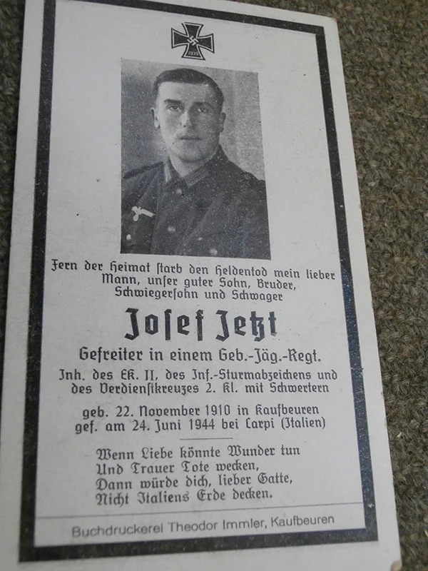 Sterbebilder Gebirgsjäger 21 Carpi (MO)