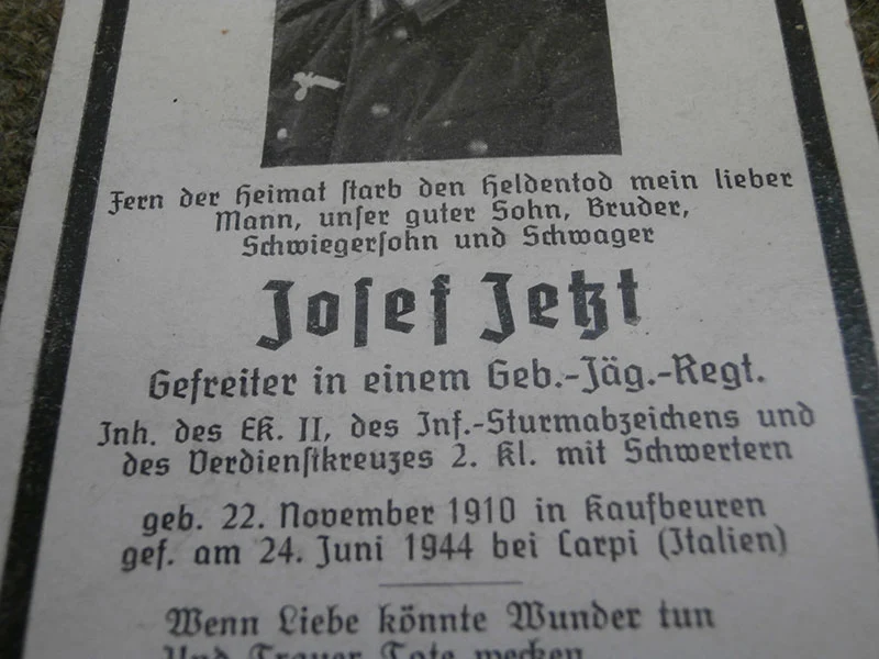 Sterbebilder Gebirgsjäger 21 Carpi (MO)
