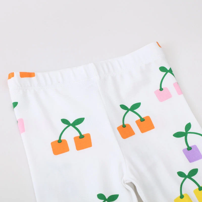 Mädchen Leggings mit fröhlichem Blüten- und Pflanzenmuster Drune