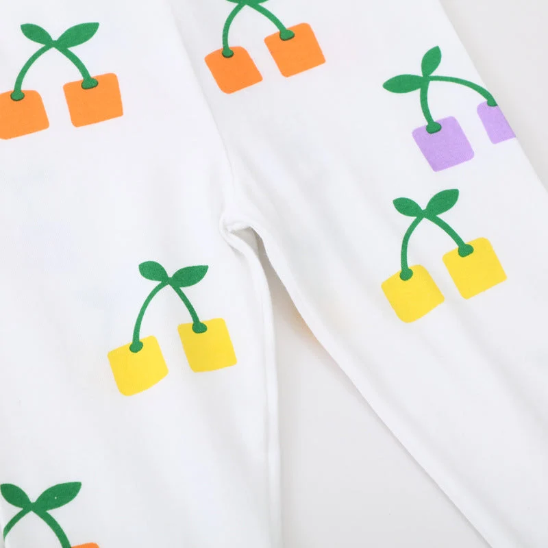 Mädchen Leggings mit fröhlichem Blüten- und Pflanzenmuster Drune