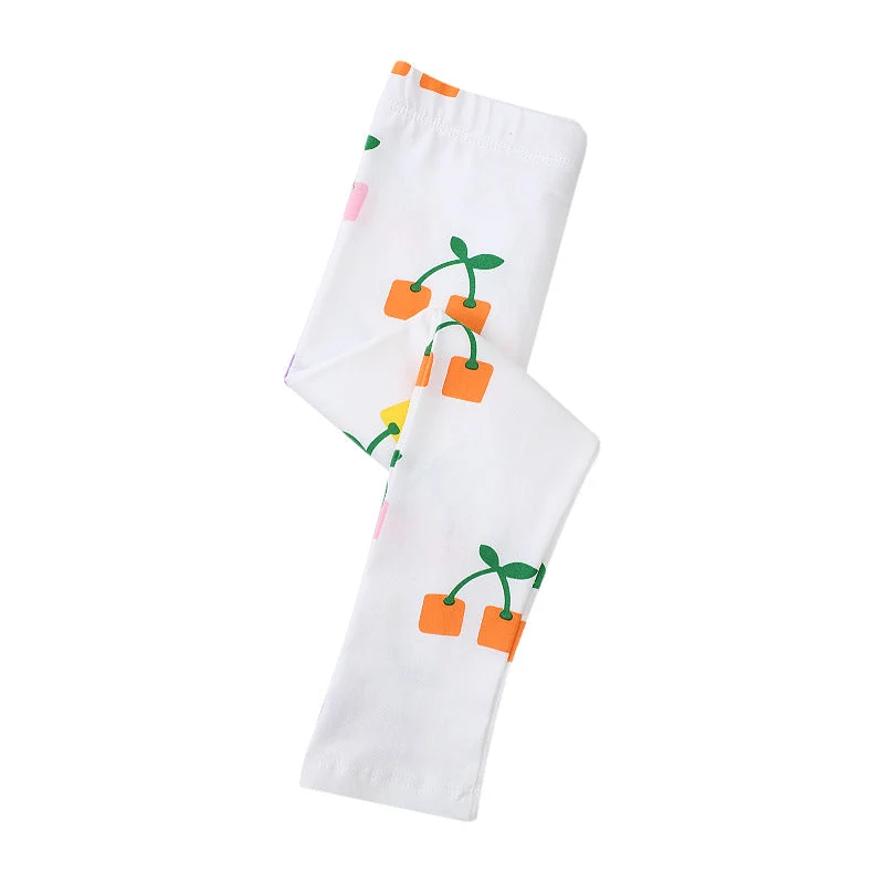 Mädchen Leggings mit fröhlichem Blüten- und Pflanzenmuster Drune