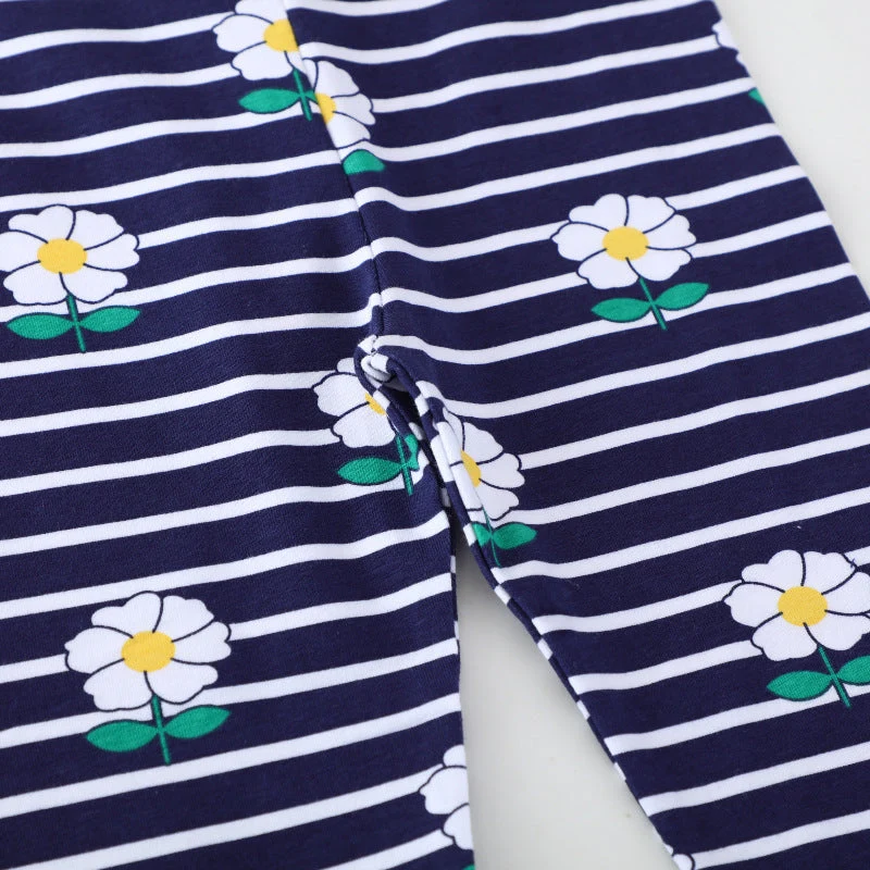 Mädchen Leggings mit floralem und gestreiftem Design Drune