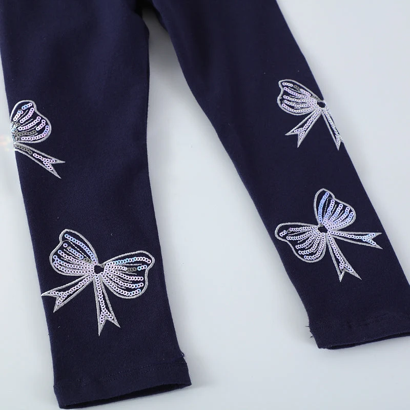 Mädchen Leggings mit bunten Schleifen-Applikationen Drune