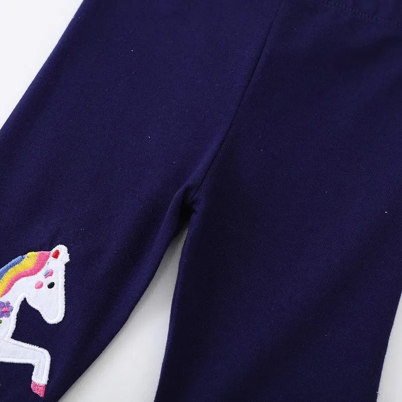 Mädchen Leggings mit bunten Einhorn-Applikationen Drune