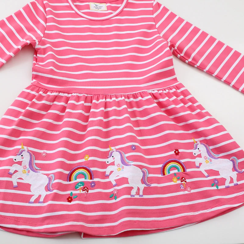Mädchen Langarmkleid mit verspieltem Einhorn-Design Drune