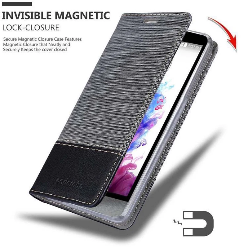 Cadorabo Hülle kompatibel mit LG STYLUS 3 Schutzhülle mit Magnetverschluss, Standfunktion und Kartenfach