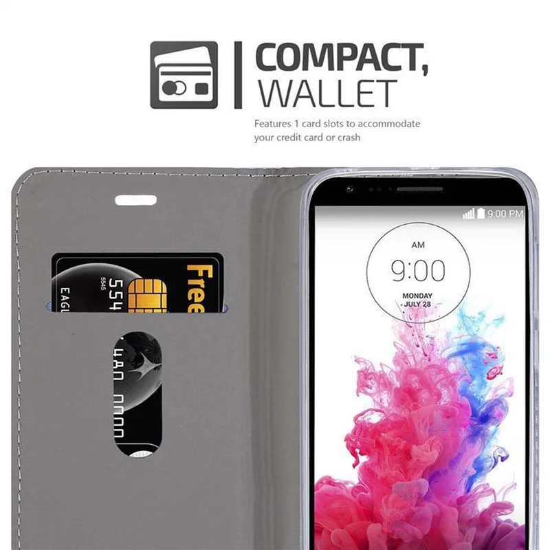 Cadorabo Hülle kompatibel mit LG STYLUS 3 Schutzhülle mit Magnetverschluss, Standfunktion und Kartenfach