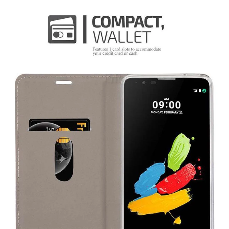Cadorabo Hülle kompatibel mit LG STYLUS 2 Schutzhülle mit Magnetverschluss, Standfunktion und Kartenfach