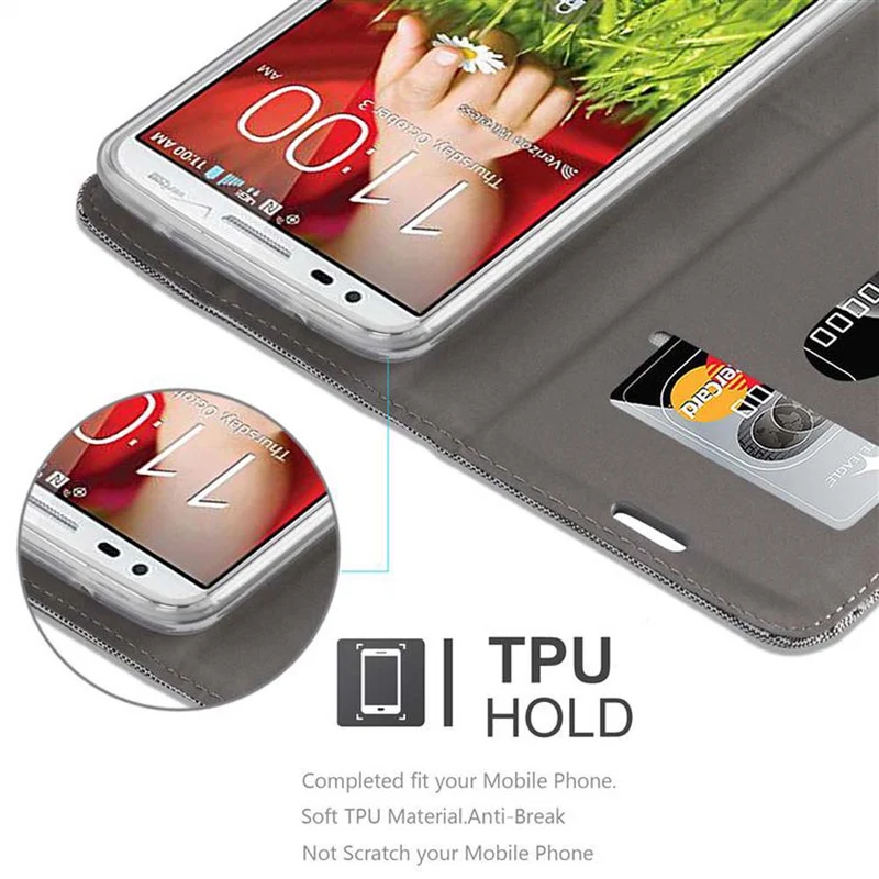Cadorabo Hülle kompatibel mit LG G2 MINI Schutzhülle mit Magnetverschluss, Standfunktion und Kartenfach