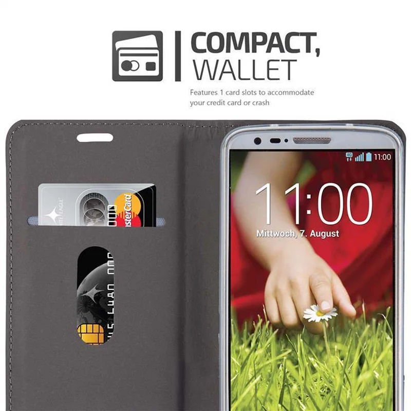 Cadorabo Hülle kompatibel mit LG G2 MINI Schutzhülle mit Magnetverschluss, Standfunktion und Kartenfach