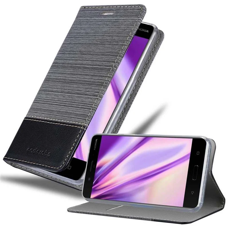 Cadorabo Hülle kompatibel mit Nokia 8 2017 Schutzhülle mit Magnetverschluss, Standfunktion und Kartenfach