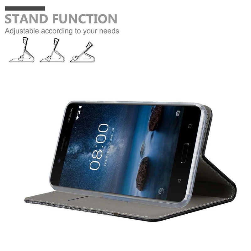 Cadorabo Hülle kompatibel mit Nokia 8 2017 Schutzhülle mit Magnetverschluss, Standfunktion und Kartenfach