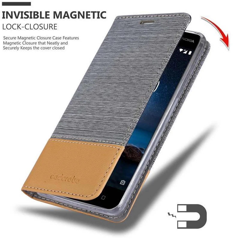 Cadorabo Hülle kompatibel mit Nokia 8 2017 Schutzhülle mit Magnetverschluss, Standfunktion und Kartenfach