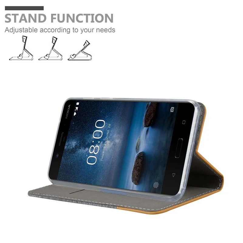 Cadorabo Hülle kompatibel mit Nokia 8 2017 Schutzhülle mit Magnetverschluss, Standfunktion und Kartenfach