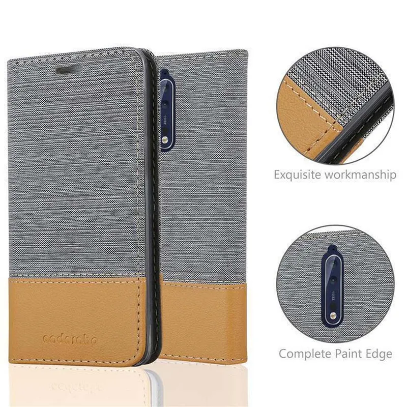 Cadorabo Hülle kompatibel mit Nokia 8 2017 Schutzhülle mit Magnetverschluss, Standfunktion und Kartenfach