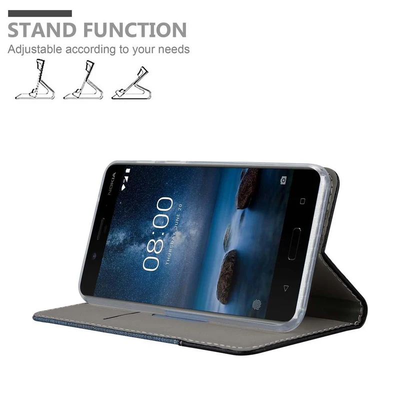 Cadorabo Hülle kompatibel mit Nokia 8 2017 Schutzhülle mit Magnetverschluss, Standfunktion und Kartenfach