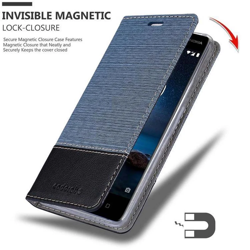 Cadorabo Hülle kompatibel mit Nokia 8 2017 Schutzhülle mit Magnetverschluss, Standfunktion und Kartenfach
