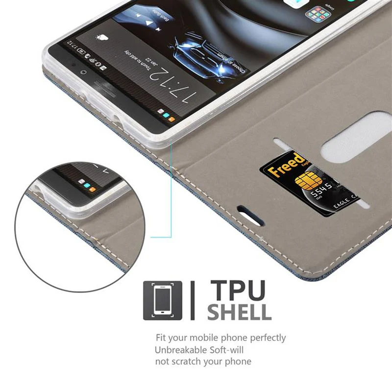 Cadorabo Hülle kompatibel mit Huawei MATE 8 Schutzhülle mit Magnetverschluss, Standfunktion und Kartenfach