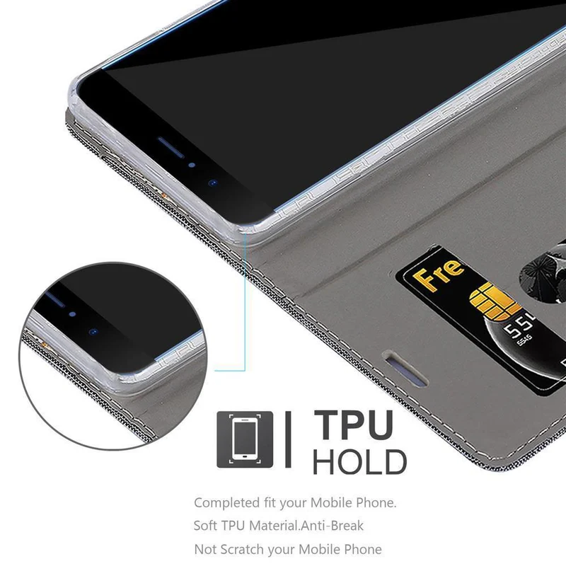 Cadorabo Hülle kompatibel mit Honor 8 PRO Schutzhülle mit Magnetverschluss, Standfunktion und Kartenfach