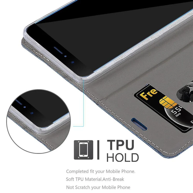 Cadorabo Hülle kompatibel mit Honor 8 PRO Schutzhülle mit Magnetverschluss, Standfunktion und Kartenfach