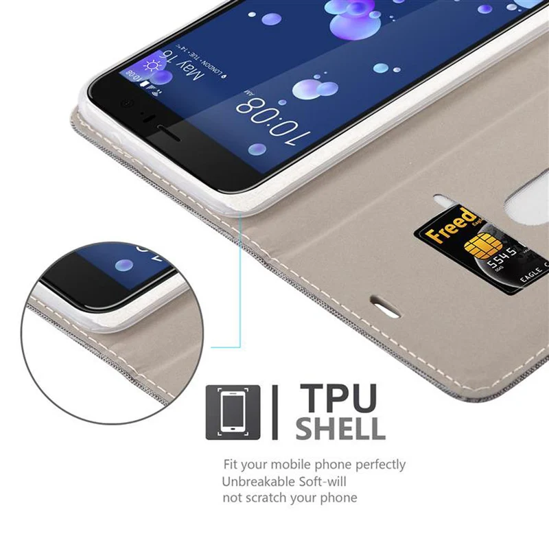 Cadorabo Hülle kompatibel mit HTC OCEAN / U11 Schutzhülle mit Magnetverschluss, Standfunktion und Kartenfach