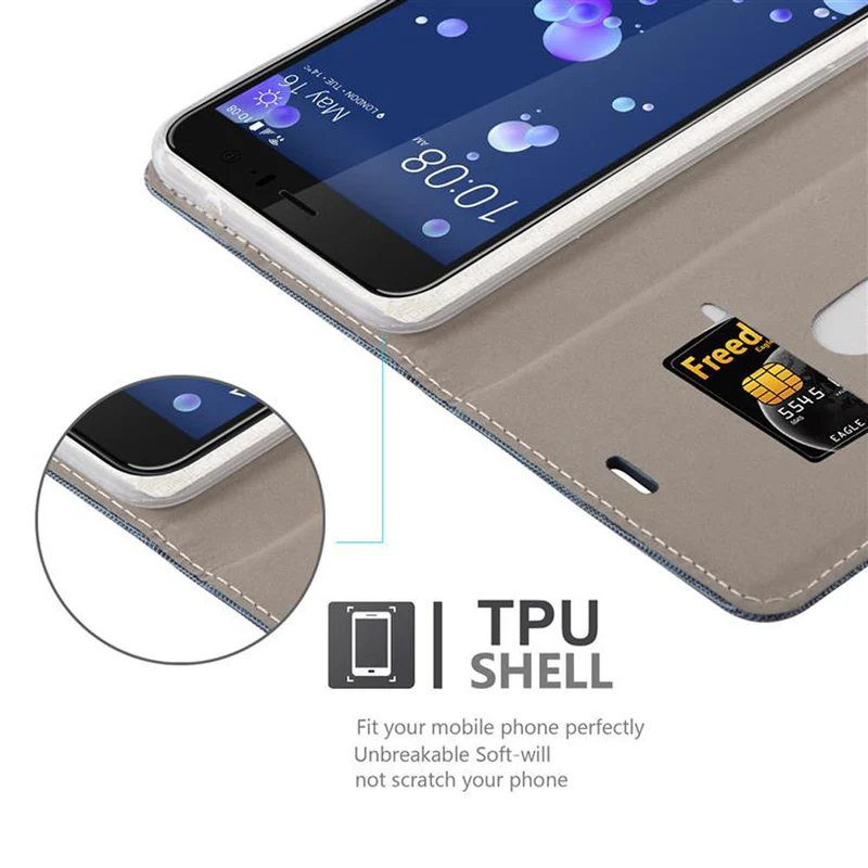Cadorabo Hülle kompatibel mit HTC OCEAN / U11 Schutzhülle mit Magnetverschluss, Standfunktion und Kartenfach