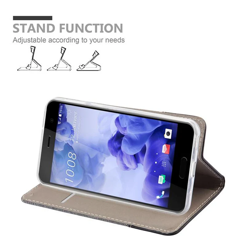 Cadorabo Hülle kompatibel mit HTC U PLAY Schutzhülle mit Magnetverschluss, Standfunktion und Kartenfach