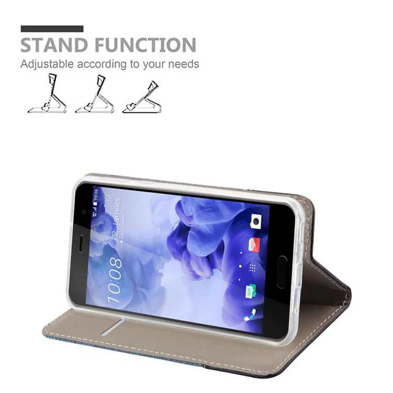 Cadorabo Hülle kompatibel mit HTC U PLAY Schutzhülle mit Magnetverschluss, Standfunktion und Kartenfach