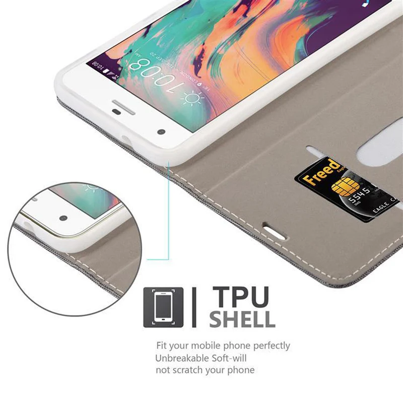 Cadorabo Hülle kompatibel mit HTC Desire 10 PRO Schutzhülle mit Magnetverschluss, Standfunktion und Kartenfach